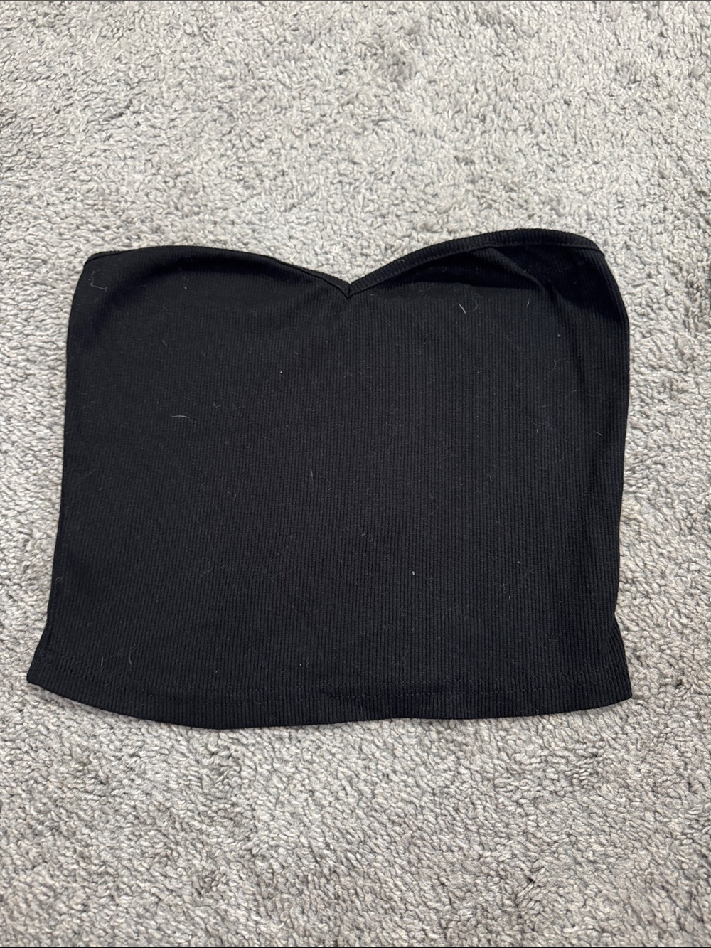 SHEIN Black Strapless Ribbed Bandeau Crop Top